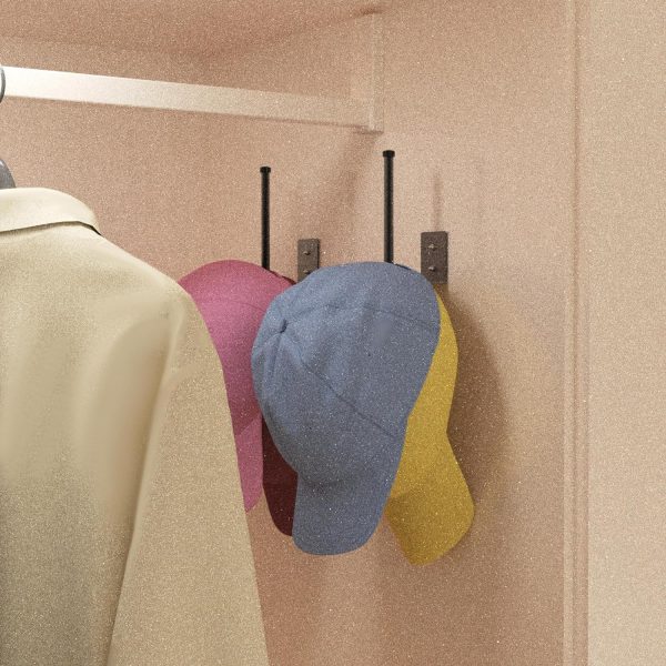 2 Pack Hat Racks for Baseball Caps, Stainless Steel Hat Organizer for Baseball Cap, Hat Holder Storage Organizer, Hat Hanger Strong Adhesive/Wall Drilled for Door,Bedroom,Closet(Black 6 in) - Image 8