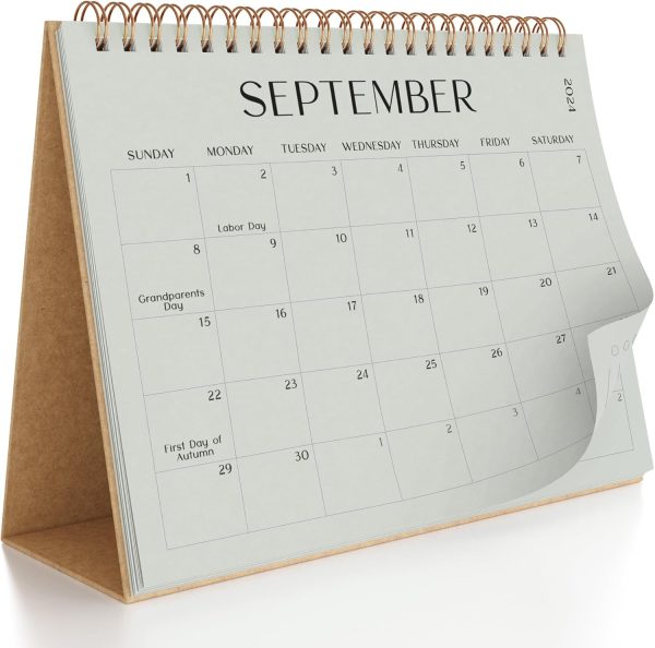 Aesthetic Desk Calendar 2024-2025 - Runs from August 2024 Until December 2025 - Minimalistic Office Desktop/Wall Calendar 16"x12" for Easy Organizing