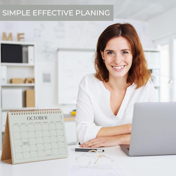 Aesthetic Desk Calendar 2024-2025 - Runs from August 2024 Until December 2025 - Minimalistic Office Desktop/Wall Calendar 16"x12" for Easy Organizing - Image 2