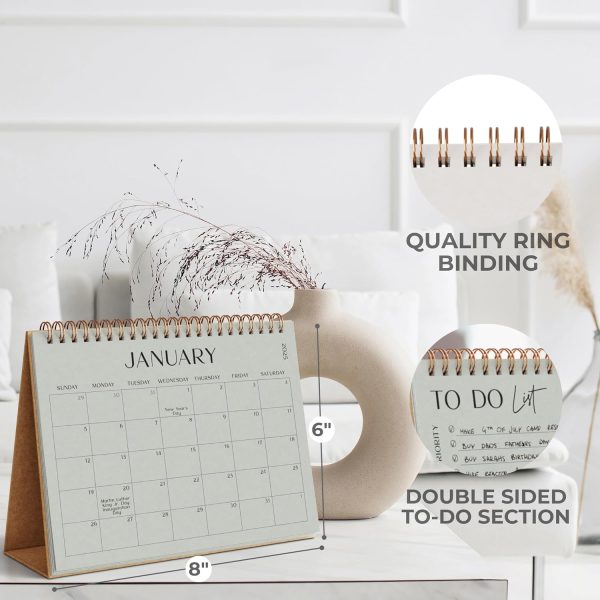 Aesthetic Desk Calendar 2024-2025 - Runs from August 2024 Until December 2025 - Minimalistic Office Desktop/Wall Calendar 16"x12" for Easy Organizing - Image 5