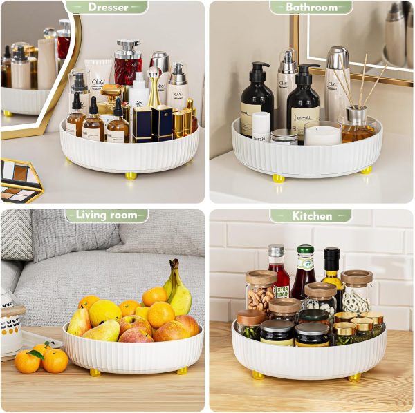 Bathroom Organizers and Storage,Rotating Makeup Organizer Tray for Perfume,Skincare,Cosmetics and Bathroom Storage,Lazy Susan Organizer,White - Image 5