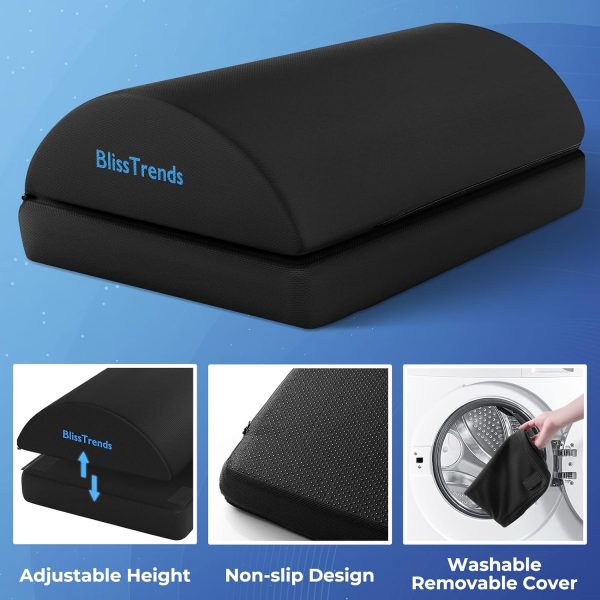 BlissTrends Foot Rest for Under Desk at Work-Versatile Foot Stool with Washable Cover-Comfortable Footrest with 2 Adjustable Heights for Car,Home and Office to Relieve Back,Lumbar,Knee Pain-Black - Image 4