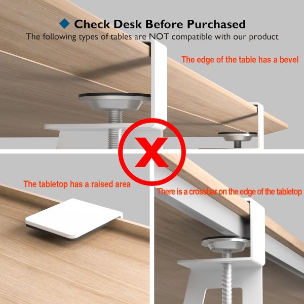 Keyboard Tray Under Desk, Pull Out Keyboard & Mouse Tray with C-clamp, 25.6 Excluding Clamps (30 Including Clamps) x 11.8 Inch Steady Slide-Out Computer Drawer for Typing, White - Image 4