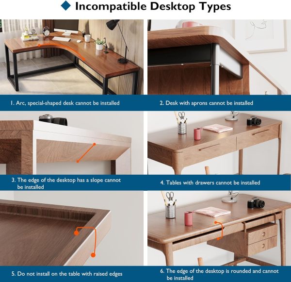 Keyboard Tray Under Desk, Pull Out Keyboard & Mouse Tray with C-clamp, 25.6 Excluding Clamps (30 Including Clamps) x 11.8 Inch Steady Slide-Out Computer Drawer for Typing, White - Image 5