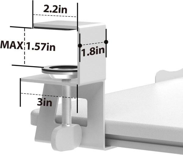 Keyboard Tray Under Desk, Pull Out Keyboard & Mouse Tray with C-clamp, 25.6 Excluding Clamps (30 Including Clamps) x 11.8 Inch Steady Slide-Out Computer Drawer for Typing, White - Image 7