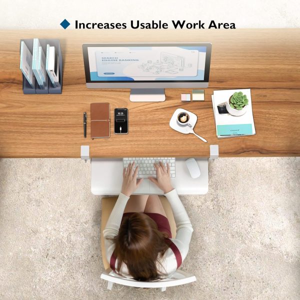 Keyboard Tray Under Desk, Pull Out Keyboard & Mouse Tray with C-clamp, 25.6 Excluding Clamps (30 Including Clamps) x 11.8 Inch Steady Slide-Out Computer Drawer for Typing, White - Image 9