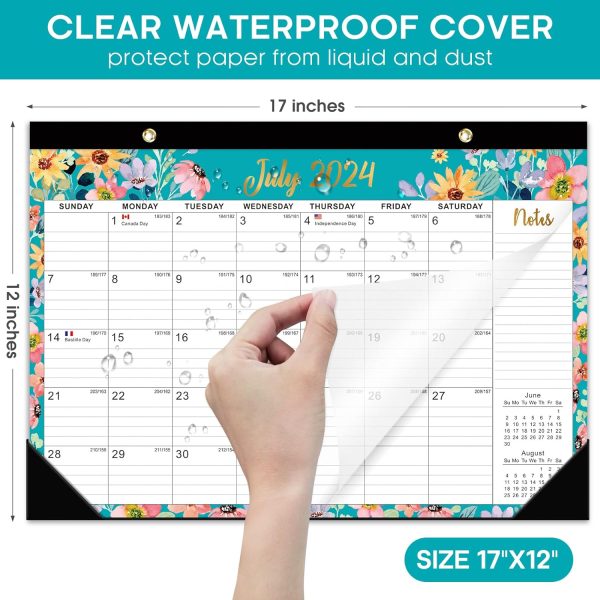 Desk Calendar 2024-2025,18 Months July 2024 to Dec 2025 - Large 17" x 12" Desktop/Wall Monthly Calendar for Home or Office - Floral - Image 4