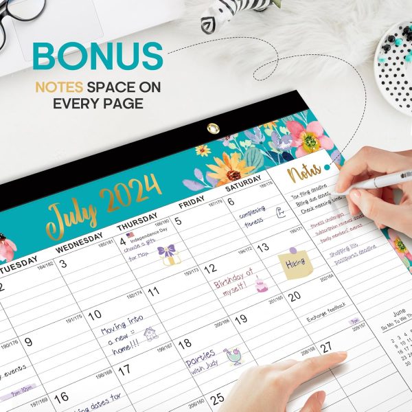 Desk Calendar 2024-2025,18 Months July 2024 to Dec 2025 - Large 17" x 12" Desktop/Wall Monthly Calendar for Home or Office - Floral - Image 5