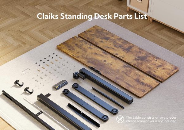Electric Standing Desk, Adjustable Height Stand up Desk, 48x24 Inches Sit Stand Home Office Desk with Splice Board, Black Frame/Rustic Brown Top - Image 8