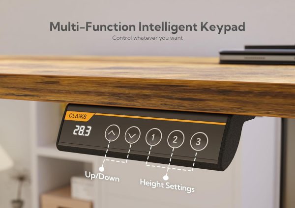 Electric Standing Desk, Adjustable Height Stand up Desk, 48x24 Inches Sit Stand Home Office Desk with Splice Board, Black Frame/Rustic Brown Top - Image 9