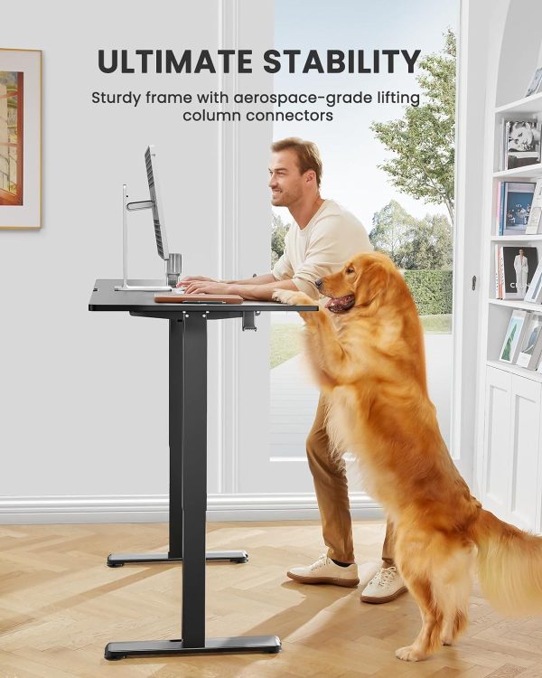 ErGear Height Adjustable Electric Standing Desk, 48 x 24 Inches Sit Stand up Desk, Memory Computer Home Office Desk (Black) - Image 2