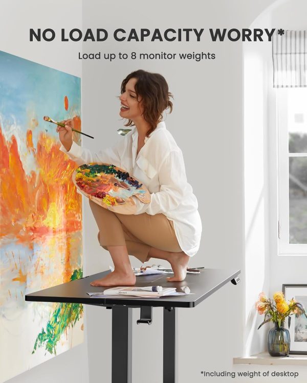 ErGear Height Adjustable Electric Standing Desk, 48 x 24 Inches Sit Stand up Desk, Memory Computer Home Office Desk (Black) - Image 3