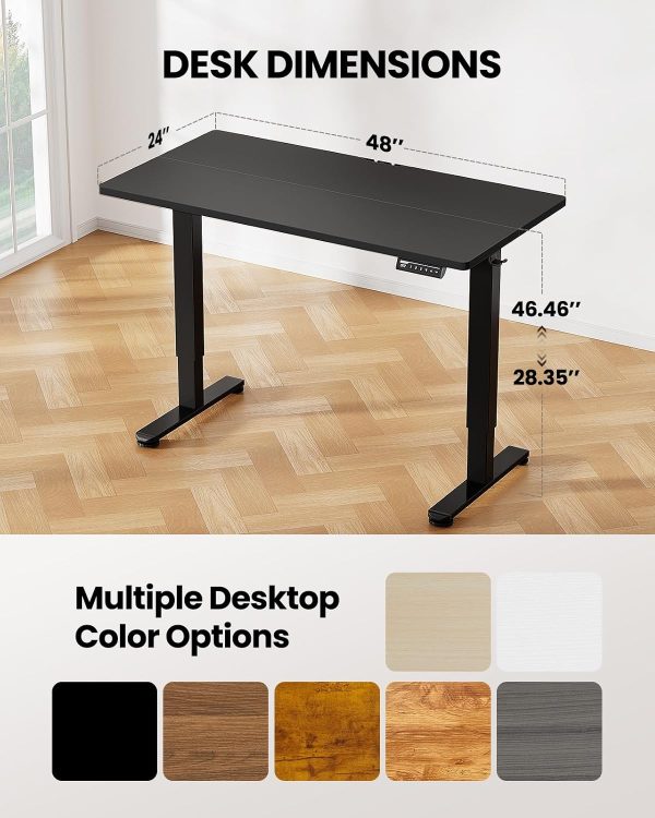 ErGear Height Adjustable Electric Standing Desk, 48 x 24 Inches Sit Stand up Desk, Memory Computer Home Office Desk (Black) - Image 7