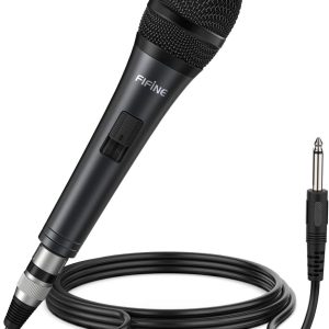 Fifine Karaoke Microphone, Dynamic Vocal Microphone for Speaker, 6.35MM Wired Handheld Mic with On and Off Switch and14.8ft Detachable Cable-K6