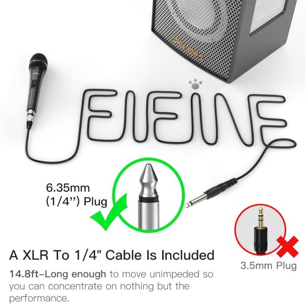 Fifine Karaoke Microphone, Dynamic Vocal Microphone for Speaker, 6.35MM Wired Handheld Mic with On and Off Switch and14.8ft Detachable Cable-K6 - Image 3