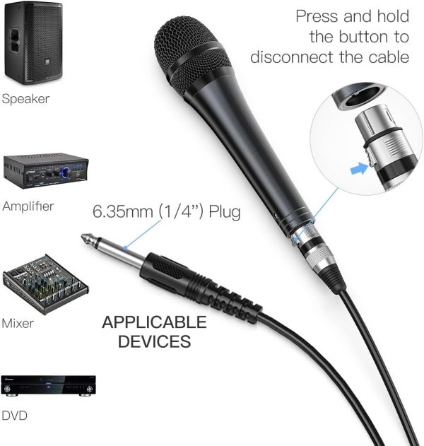 Fifine Karaoke Microphone, Dynamic Vocal Microphone for Speaker, 6.35MM Wired Handheld Mic with On and Off Switch and14.8ft Detachable Cable-K6 - Image 4