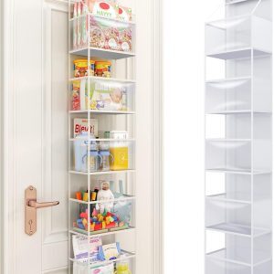 Fixwal 5-Shelf Over The Door Hanging Pantry Organizer, Room Organizer with Clear Plastic Pockets, 25lb Ultra Sturdy & Large Capacity for Closet, Bedroom, Nursery, Bathroom and Sundries