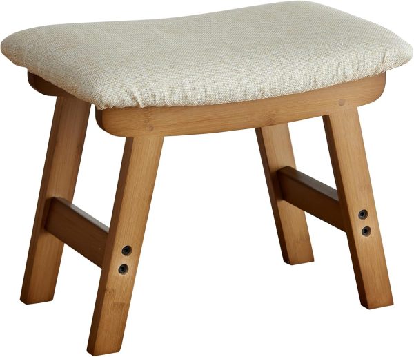 Foot Stools Ottoman, Small Soft Footrest Ottoman with Wood Legs, Sofa Footrest Extra Seating for Living Room Entryway Office