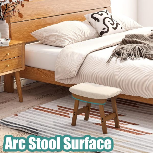 Foot Stools Ottoman, Small Soft Footrest Ottoman with Wood Legs, Sofa Footrest Extra Seating for Living Room Entryway Office - Image 2