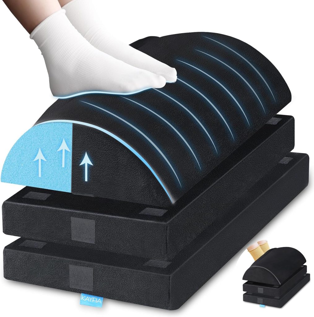 KAYFIA Foot Rest for Under Desk at Work XXL(20in) with 3 Adjustable Heights,Foot Stool with Supportive Gel Foam, Warmer Feet Pocket Footrest for Office Gaming Chair, for Leg Support -Black