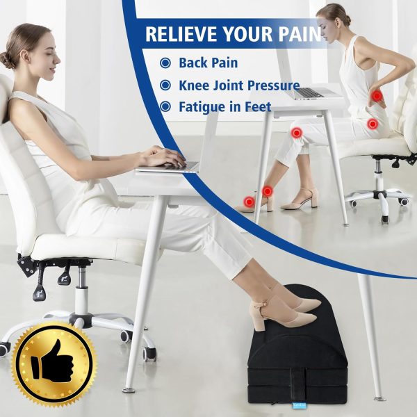KAYFIA Foot Rest for Under Desk at Work XXL(20in) with 3 Adjustable Heights，Foot Stool with Supportive Gel Foam, Warmer Feet Pocket Footrest for Office Gaming Chair, for Leg Support -Black - Image 3