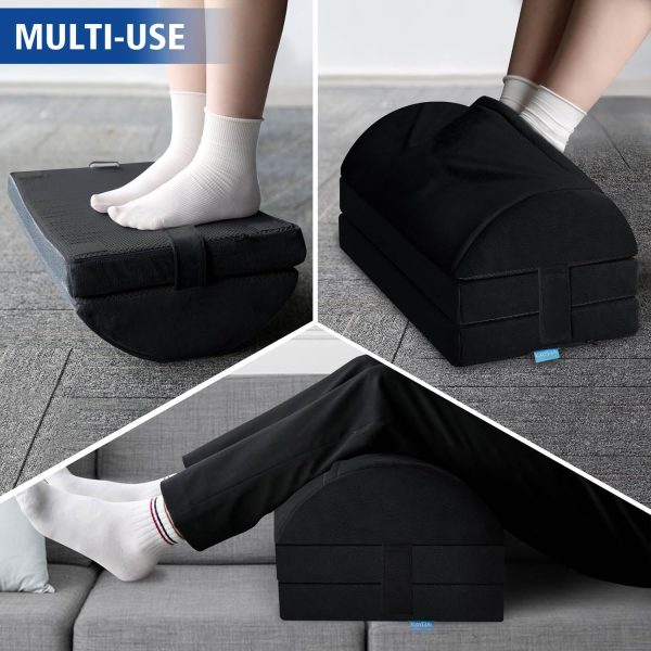 KAYFIA Foot Rest for Under Desk at Work XXL(20in) with 3 Adjustable Heights，Foot Stool with Supportive Gel Foam, Warmer Feet Pocket Footrest for Office Gaming Chair, for Leg Support -Black - Image 7