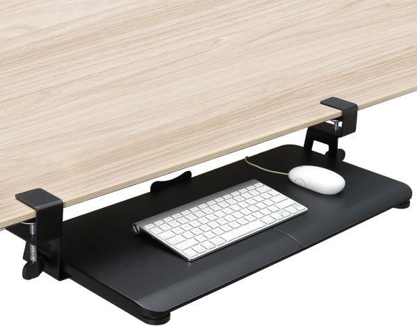 Keyboard Tray Under Desk, Slide Out Computer Keyboard & Mouse Tray with C Clamp-on Mount Easy to Install,30" W（Including Clamps） X 12"D Large Size,Black - Image 8
