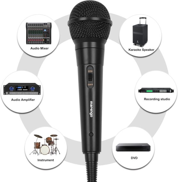 Marengo Handheld Wired Microphone, Cardioid Dynamic Vocal Mic with 13ft Cable and ON/Off Switch, Ideally Suited for Speakers, Karaoke Singing Machine, Amp, Mixer - Image 3