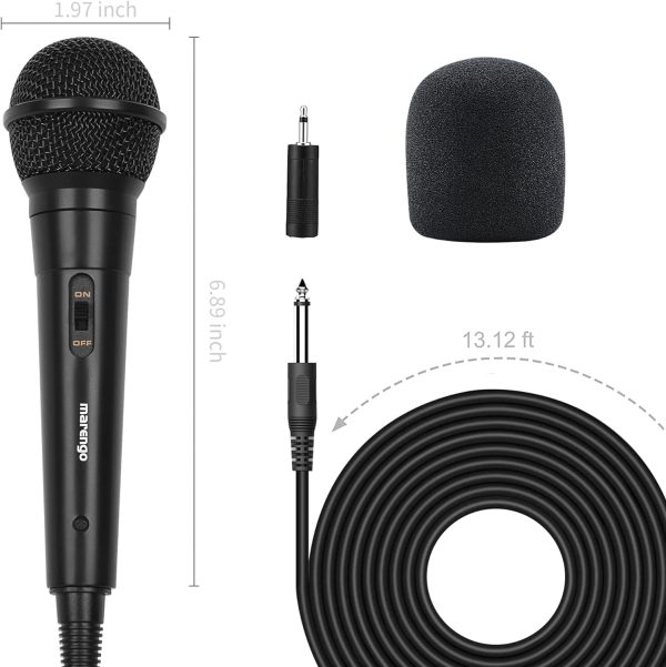 Marengo Handheld Wired Microphone, Cardioid Dynamic Vocal Mic with 13ft Cable and ON/Off Switch, Ideally Suited for Speakers, Karaoke Singing Machine, Amp, Mixer - Image 5