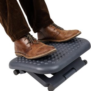 Mind Reader Foot Rest, Under Desk at Work, Ergonomic, Height Adjustable, Office, Plastic, 18"L x 13.5"W x 6.5"H, Black