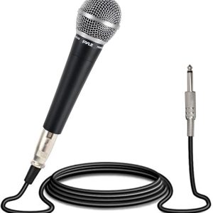 Pyle Handheld Microphone Dynamic Moving Coil Cardioid Unidirectional Includes 15ft XLR Audio Cable to 1/4'' Audio Connection (PDMIC58)