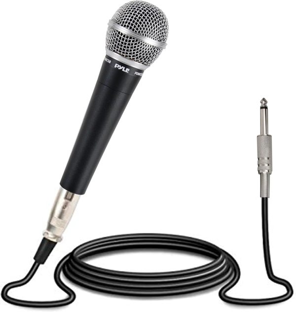 Pyle Handheld Microphone Dynamic Moving Coil Cardioid Unidirectional Includes 15ft XLR Audio Cable to 1/4'' Audio Connection (PDMIC58)