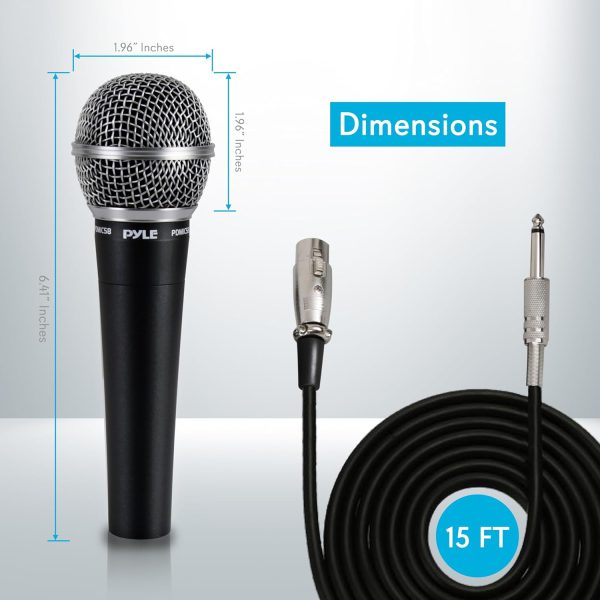 Pyle Handheld Microphone Dynamic Moving Coil Cardioid Unidirectional Includes 15ft XLR Audio Cable to 1/4'' Audio Connection (PDMIC58) - Image 2