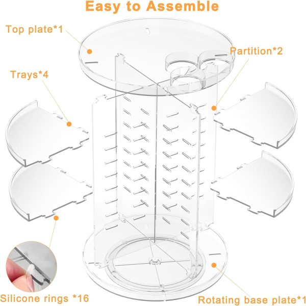 Rotating Makeup Organizer, DIY 8 Adjustable Layers Spinning Skincare Organizer, Cosmetic Display Case with Brush Holder Perfume Tray, Multi-Function Storage Carousel for Vanity Bathroom Countertop - Image 7