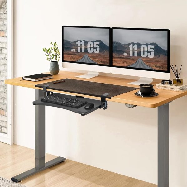 Keyboard Tray Under Desk Pull Out with C Clamp Mount, Computer Keyboard & Mouse Tray, 25.6 (30 Including Clamps) x 11.8 inch Slide-Out Platform Computer Drawer for Typing, Black, DSF1 - Image 2