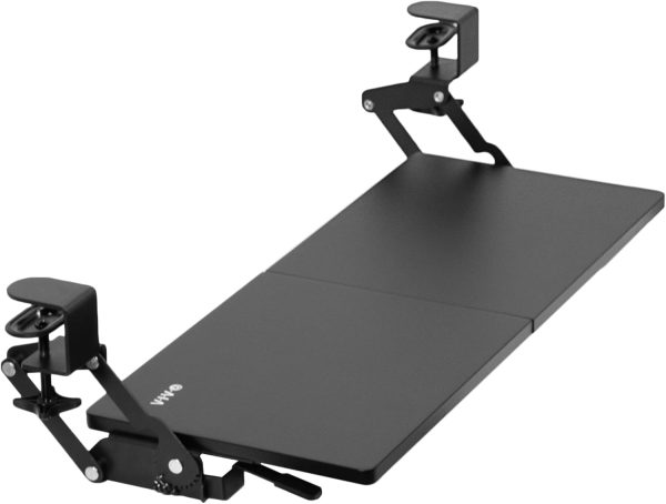 Large Clamp-on 27 (33 Including Clamps) x 11 inch Computer Keyboard and Mouse Tray with 12 Setting Swinging Height Adjustment, Platform Drawer for Typing, Black, MOUNT-KB08V
