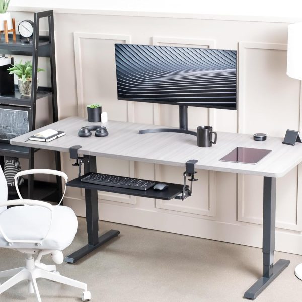 Large Clamp-on 27 (33 Including Clamps) x 11 inch Computer Keyboard and Mouse Tray with 12 Setting Swinging Height Adjustment, Platform Drawer for Typing, Black, MOUNT-KB08V - Image 8
