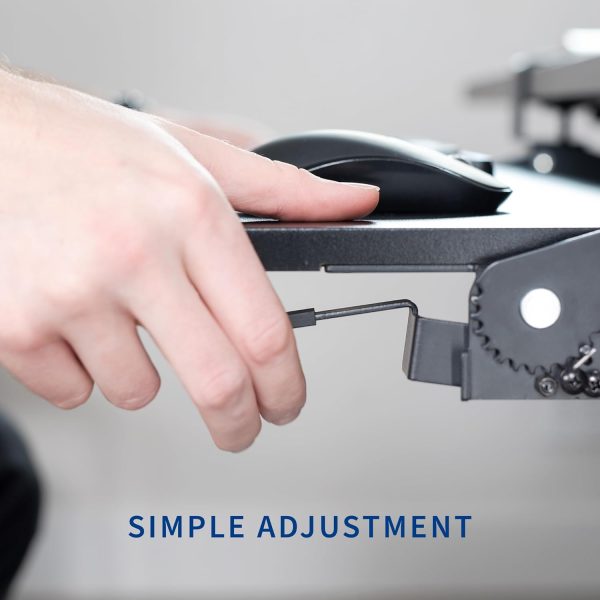 Large Clamp-on 27 (33 Including Clamps) x 11 inch Computer Keyboard and Mouse Tray with 12 Setting Swinging Height Adjustment, Platform Drawer for Typing, Black, MOUNT-KB08V - Image 9