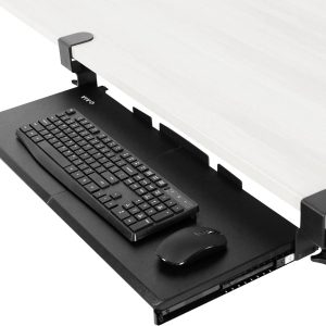 Large Keyboard Tray Under Desk Pull Out with Extra Sturdy C Clamp Mount System, 27 (33 Including Clamps) x 11 Inch Slide-Out Platform Computer Drawer for Typing, Black, MOUNT-KB05E