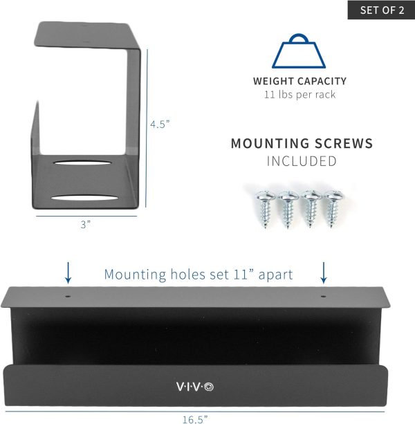 VIVO Under Desk 17 inch Cable Management Trays, Power Strip Holders, Cord Organizers, Wire Tamers for Office and Home, Black, 2 Pack, DESK-AC06-2C - Image 6