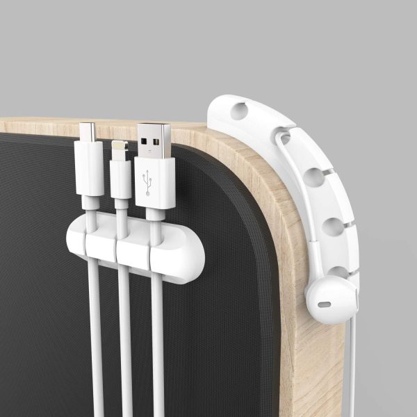 White Cable Clips, Cord Organizer Cable Management, Cable Organizers USB Cable Holder Wire Organizer Cord Clips, 2 Packs Cable Straps for Desk Car Home and Office (5, 3 Slots) - Image 4