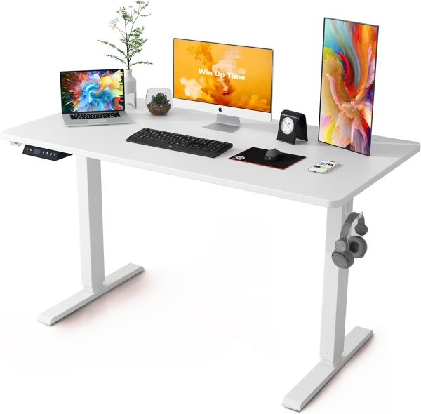 Whole Piece Standing Desk, 48 x 24 in, Electric, 176 lbs Capacity, Adjustable Height Desk for Home & Office, White