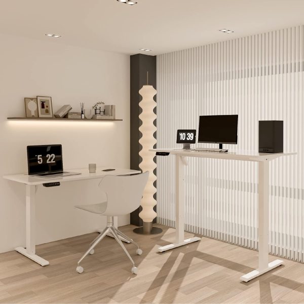 Whole Piece Standing Desk, 48 x 24 in, Electric, 176 lbs Capacity, Adjustable Height Desk for Home & Office, White - Image 4