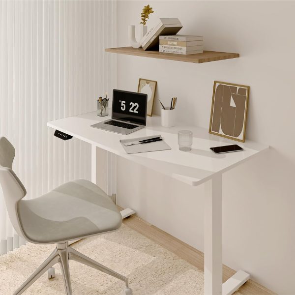 Whole Piece Standing Desk, 48 x 24 in, Electric, 176 lbs Capacity, Adjustable Height Desk for Home & Office, White - Image 7